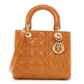 Christian Dior Patent Cannage Medium Lady Dior Dark Beige