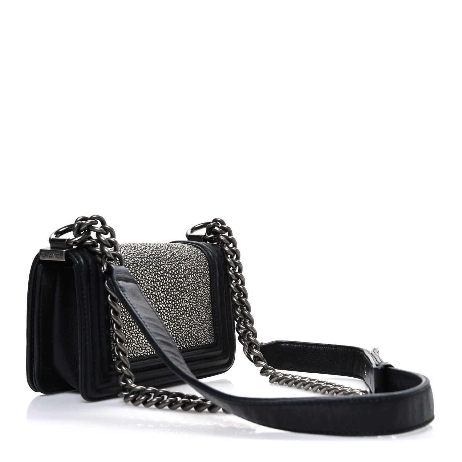Chanel Galuchat Stingray Mini Boy Flap Black Silver
