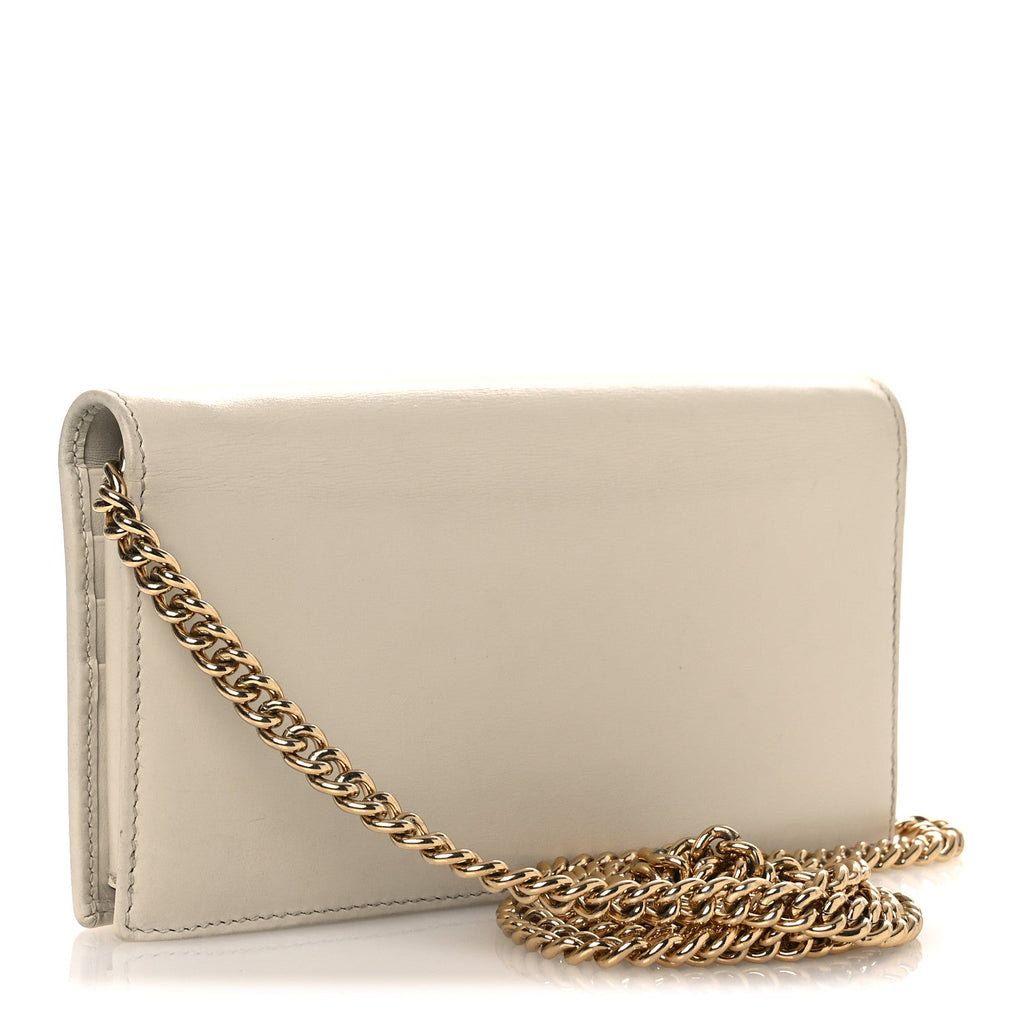 Gucci Boarded Plutone Calfskin Horsebit 1955 Wallet On Chain Mystic White
