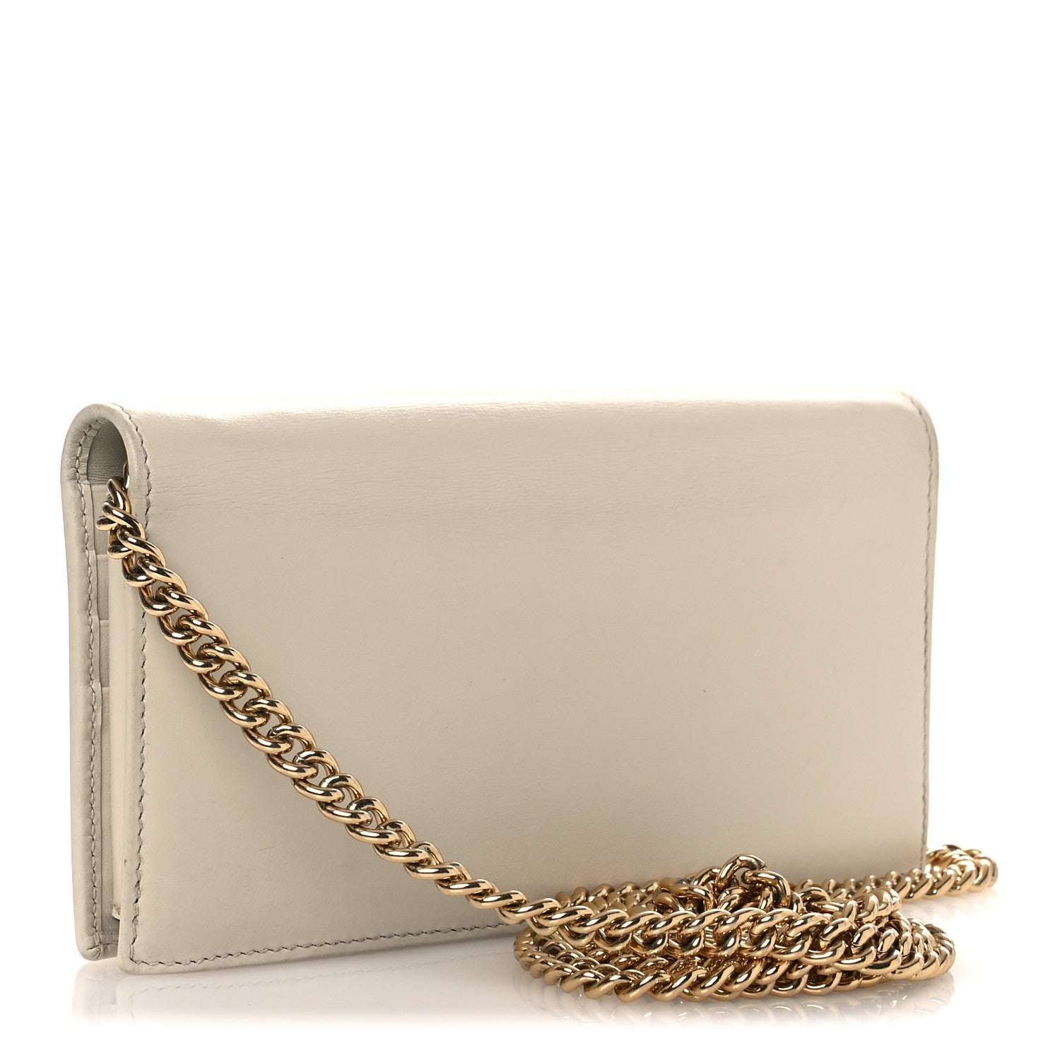Gucci Boarded Plutone Calfskin Horsebit 1955 Wallet On Chain Mystic White