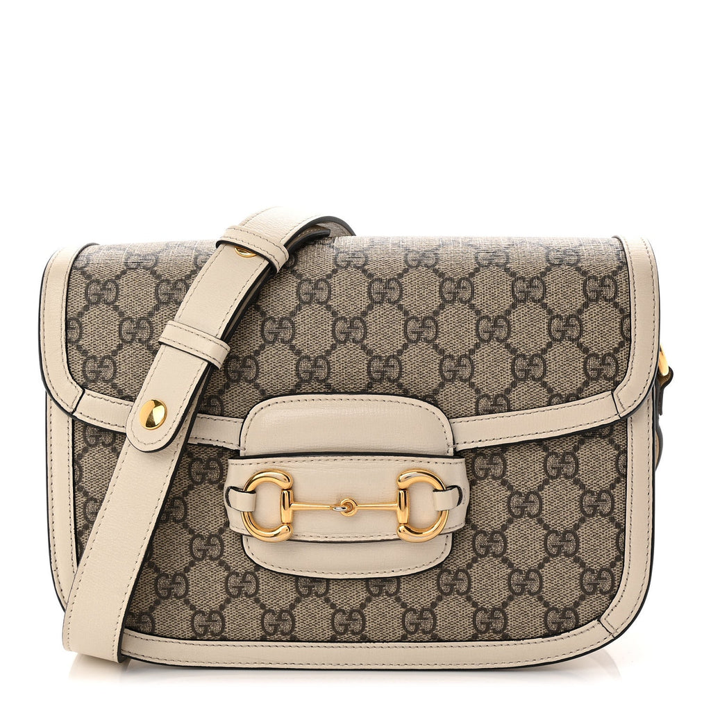 Gucci GG Supreme Monogram Horsebit 1955 Shoulder Bag Beige Mystic White