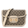 Gucci GG Supreme Monogram Horsebit 1955 Shoulder Bag Beige Mystic White