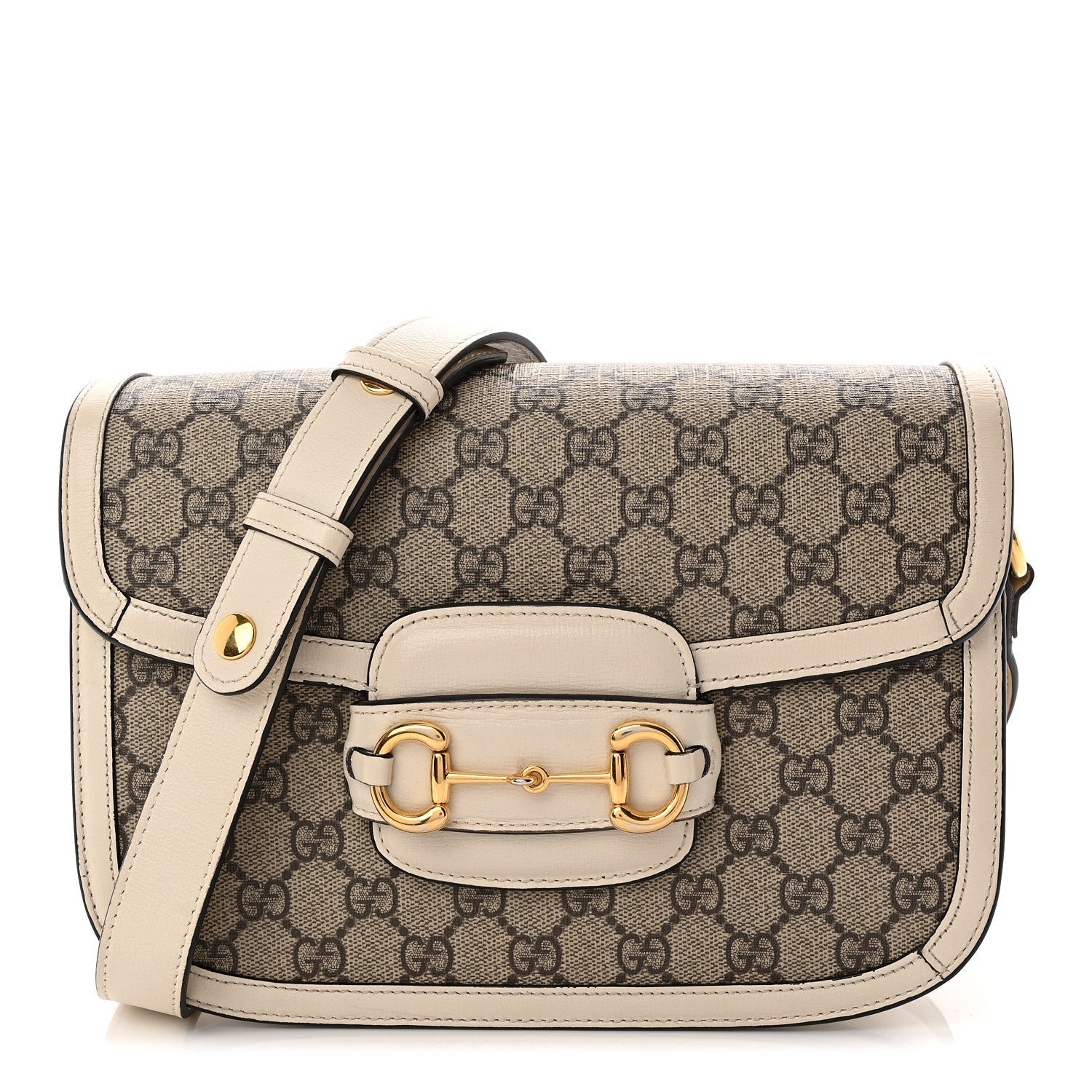 Gucci GG Supreme Monogram Horsebit 1955 Shoulder Bag Beige Mystic White