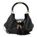 Gucci Calfskin Large Indy Top Handle Hobo Black