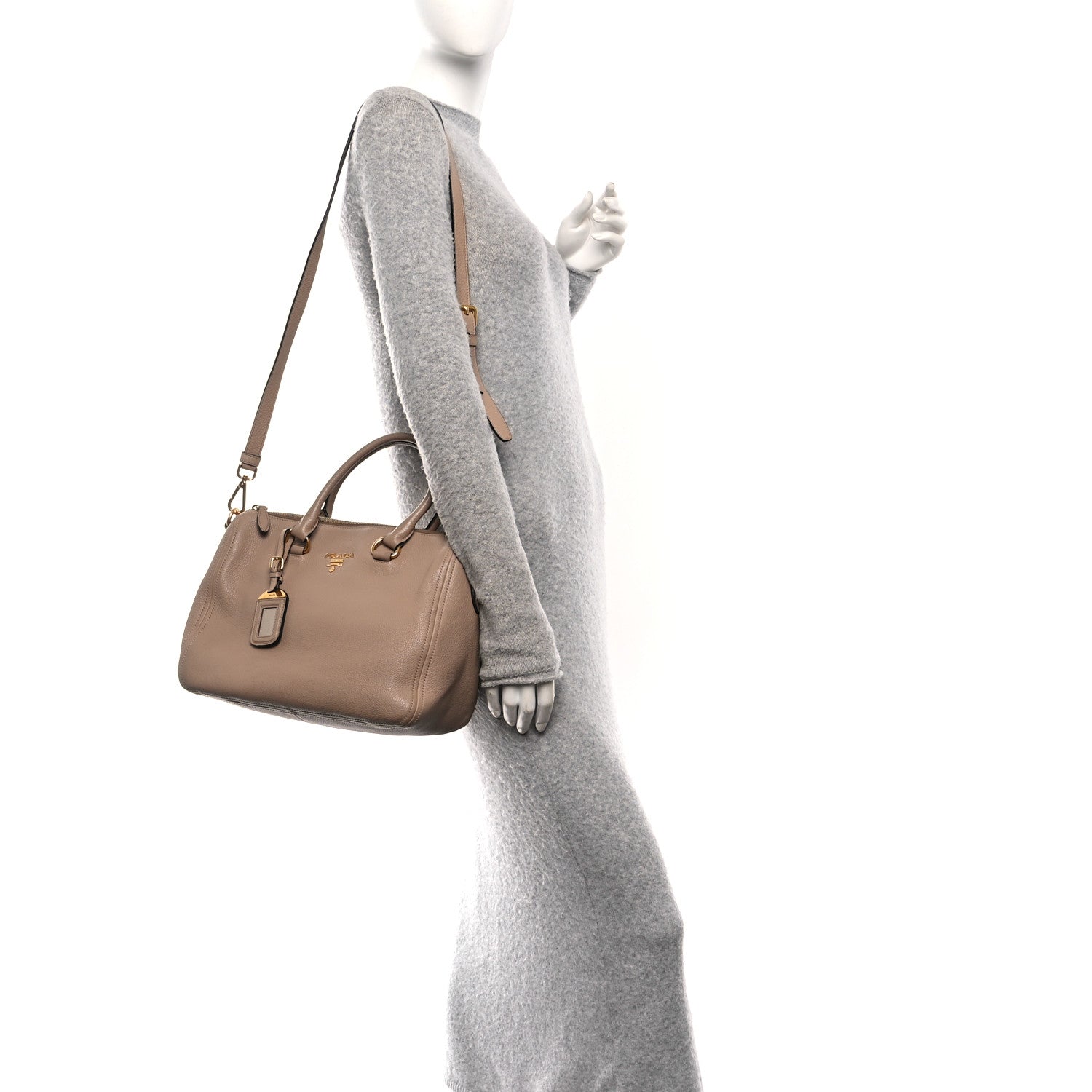 Prada Vitello Phenix Shoulder Bag Cammeo