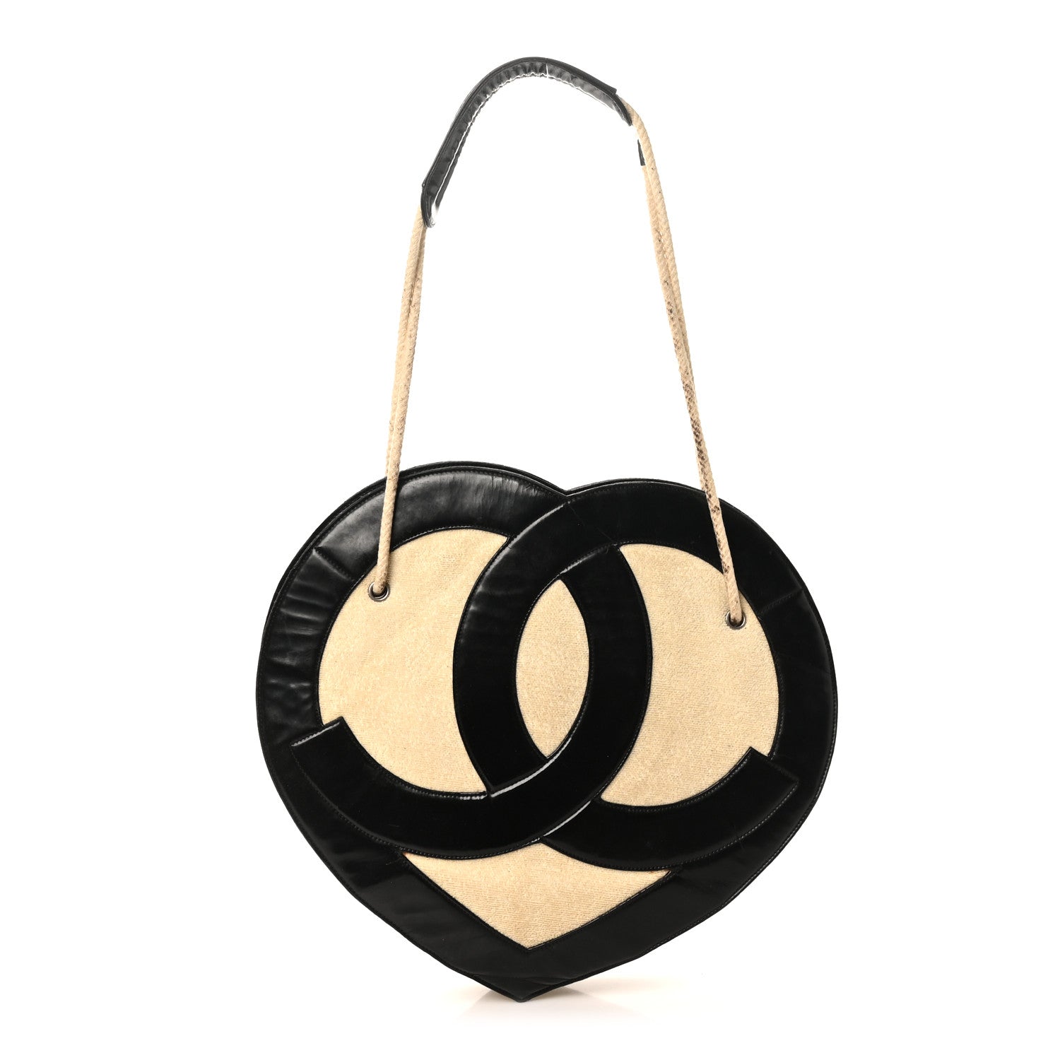Chanel Patent Terry Cloth CC Heart Shoulder Bag Black