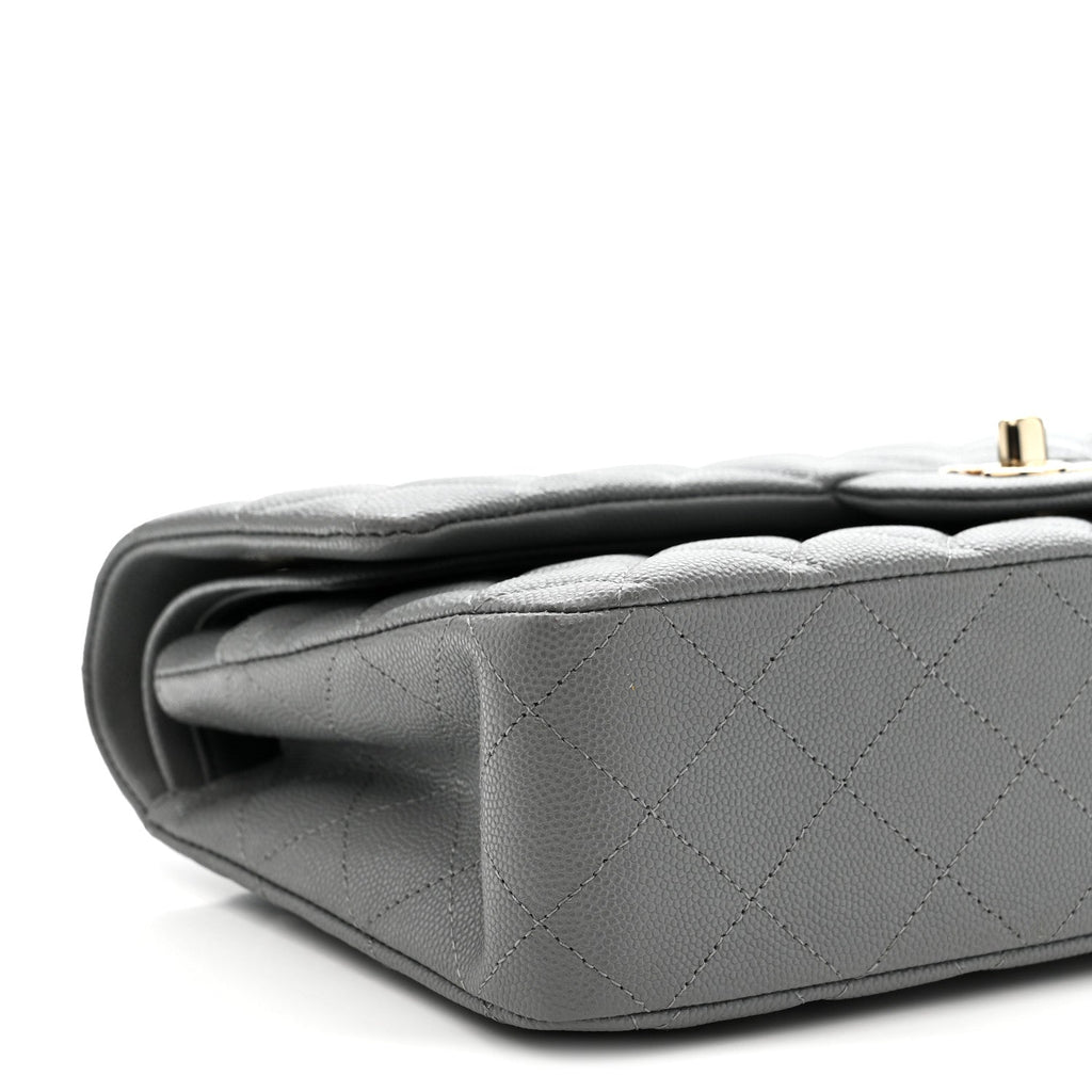 Chanel Caviar Quilted Medium Double Flap Grey
