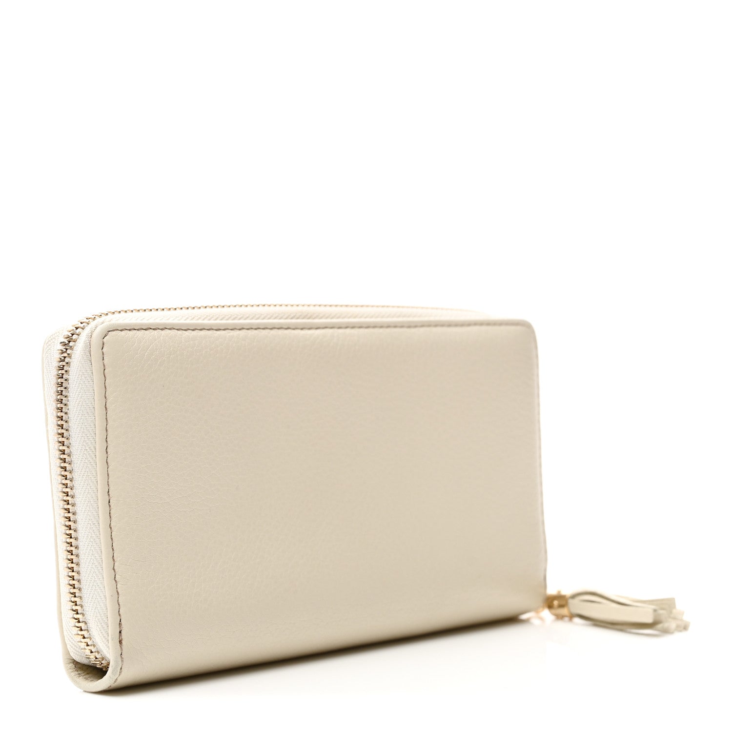 Gucci Pebbled Calfskin Soho Zip Around Wallet Off White