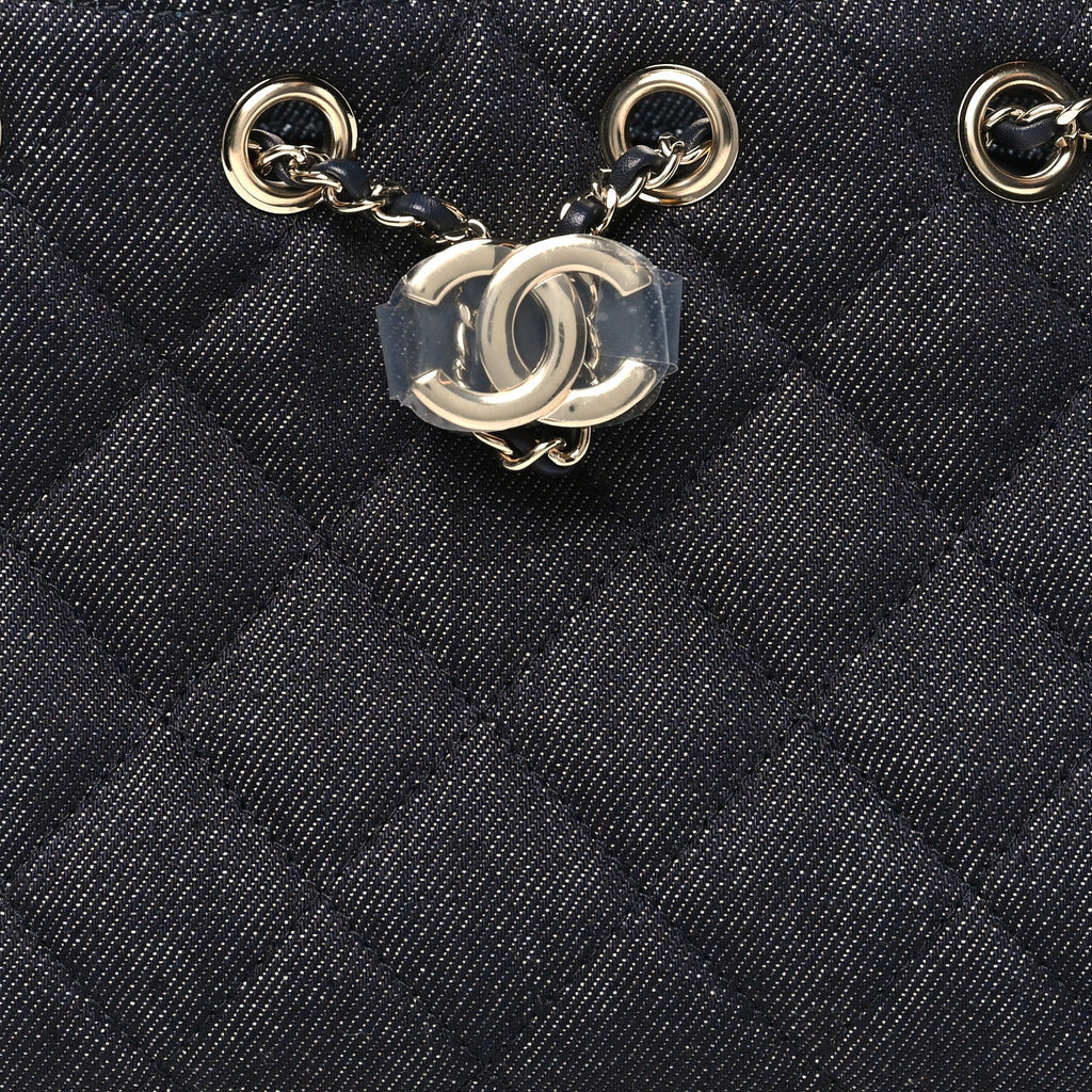 Chanel Denim Quilted Mini Chanel 25 Handbag Dark Blue