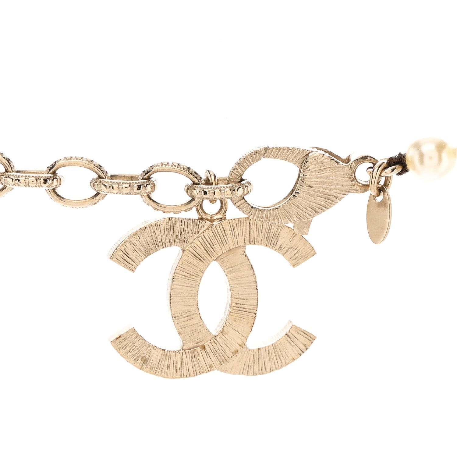 Graduated Pearl CC Long Necklace Gold