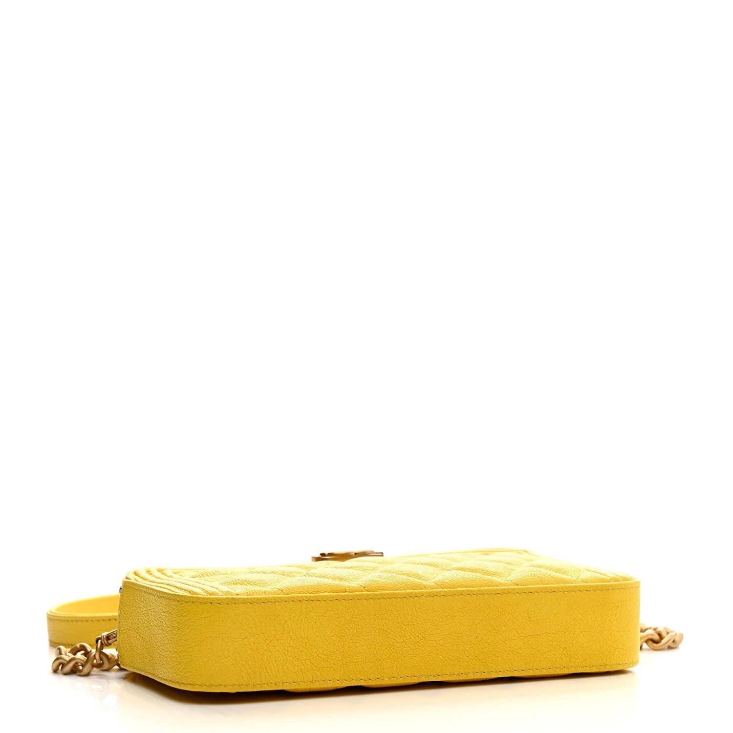 Chanel Caviar Quilted Small Boy Clutch With Chain Yellow