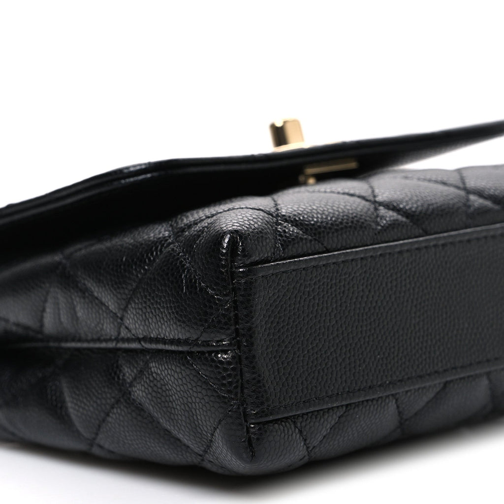 Chanel Caviar Quilted Coco Handle Clutch With Chain Black