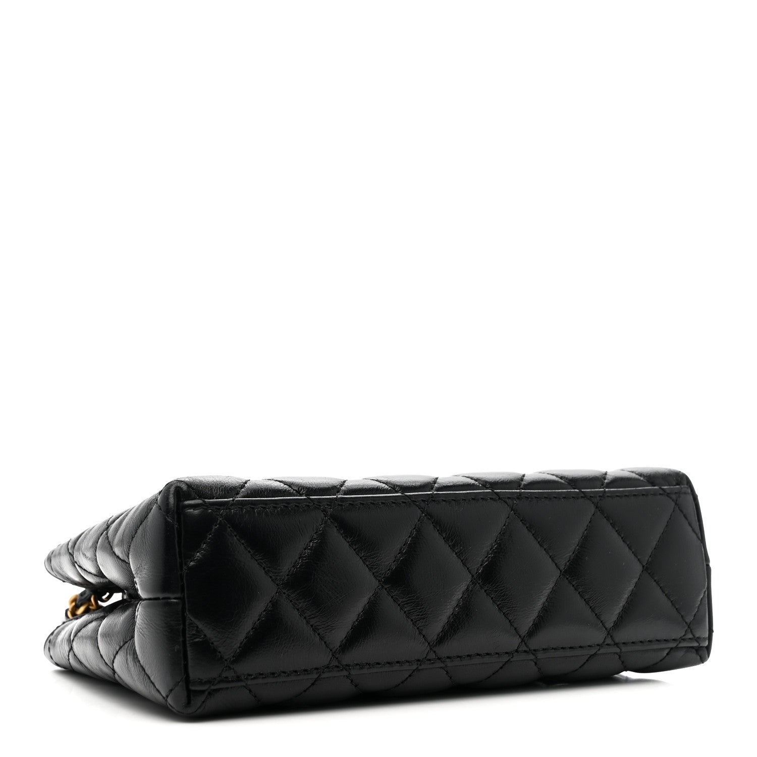 Chanel Shiny Aged Calfskin Quilted Nano Kelly Shopper Black