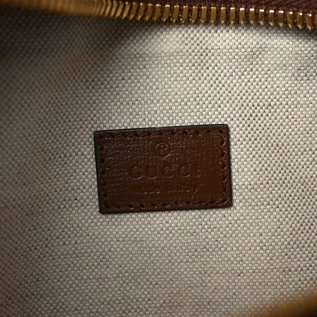 Gucci GG Supreme Monogram Textured Calfskin Retro Interlocking G Belt Bag Beige Ebony Brown Sugar