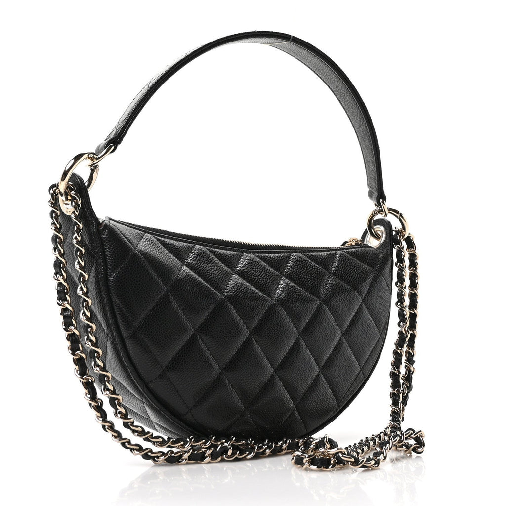 Chanel Caviar Quilted Other Shape With Chain Black
