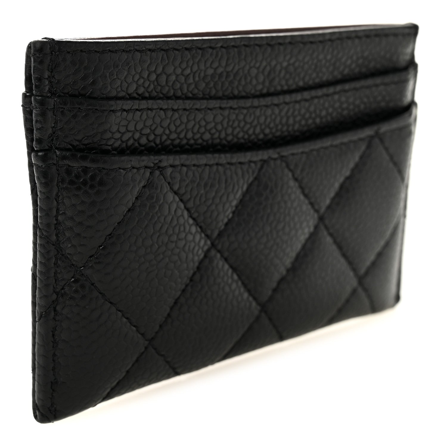 Caviar Quilted Card Holder Black