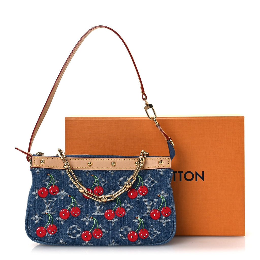 Louis Vuitton LV X TM Monogram Denim Cerises Pochette Accessories Blue