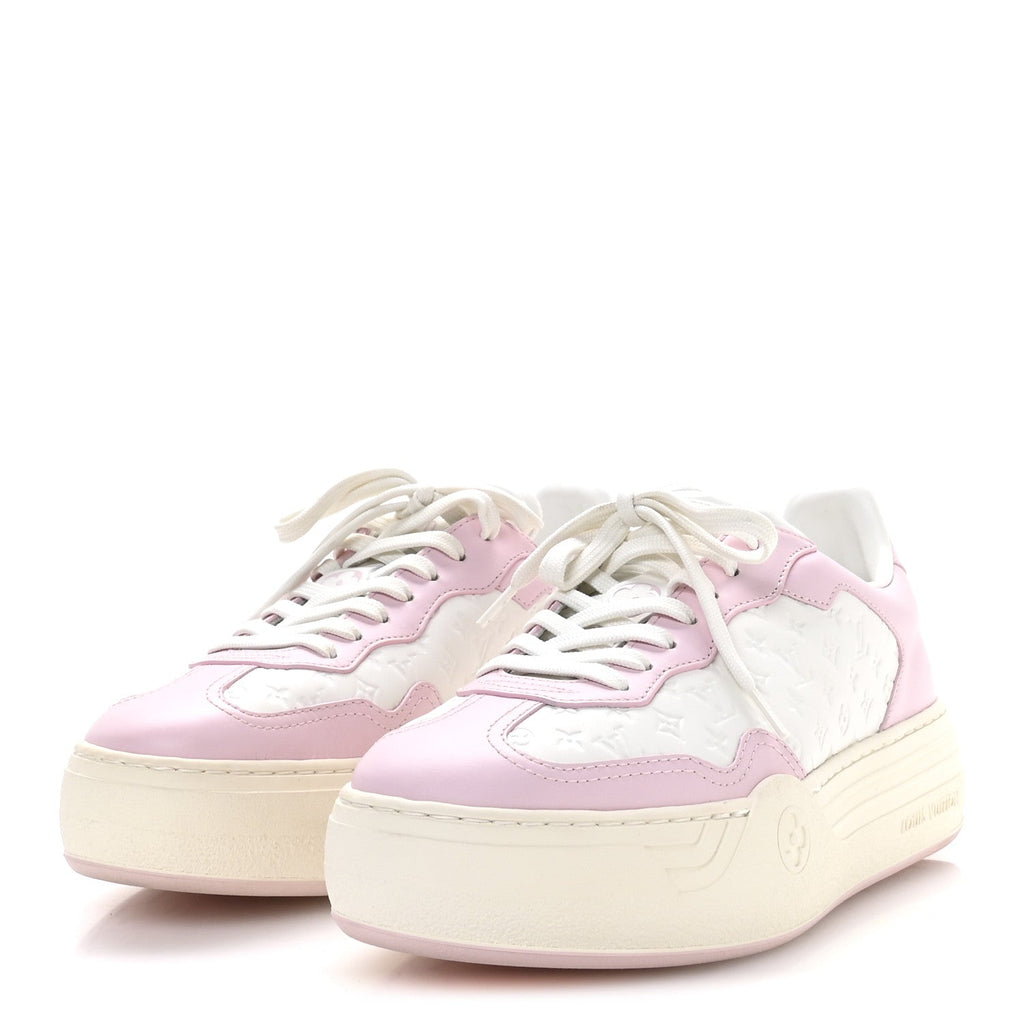 Louis Vuitton Calfskin Monogram LV Groovy Platform Sneakers 38 Pink