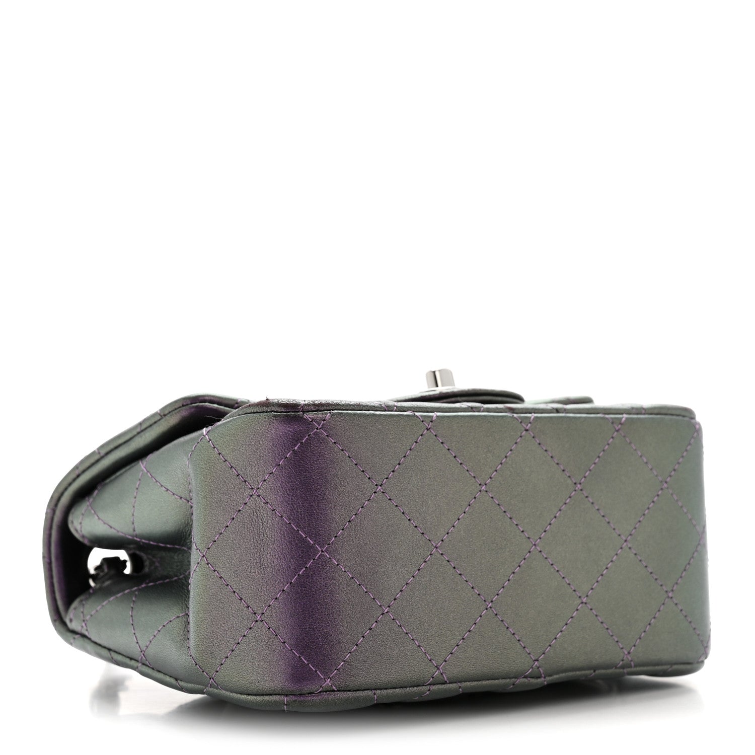 Chanel Iridescent Lambskin Quilted Mini Square Flap Dark Purple