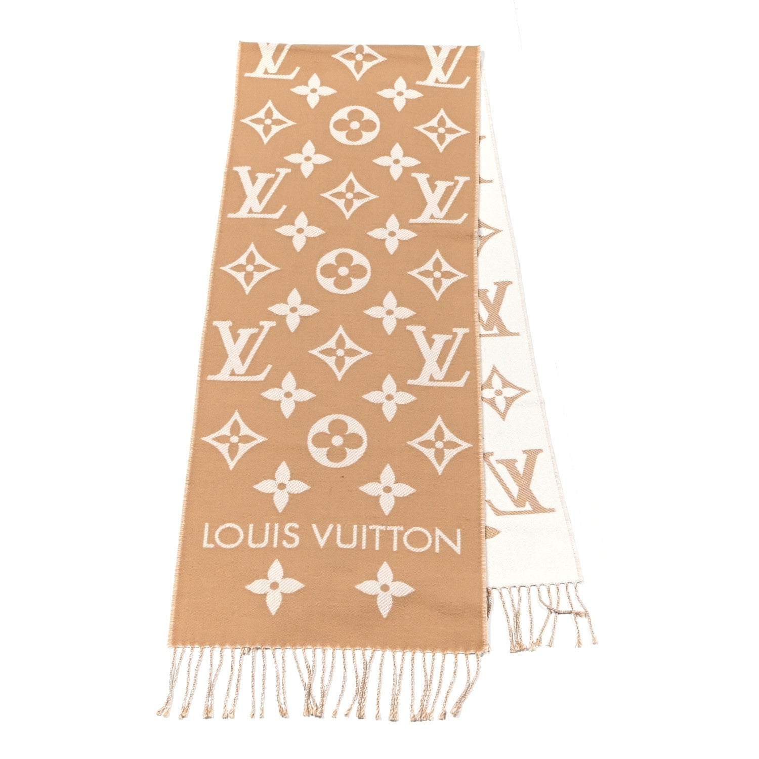 Louis Vuitton Wool Monogram LV Essential Scarf Beige