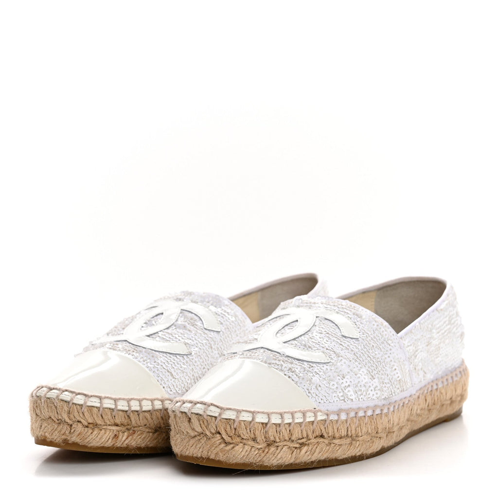 Patent Sequin CC Espadrilles 36 White