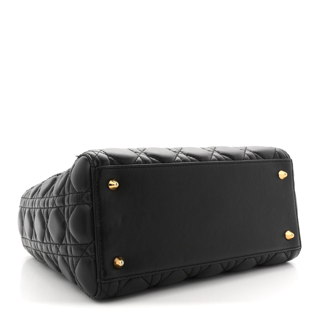 Christian Dior Lambskin Cannage Medium Lady Dior Black