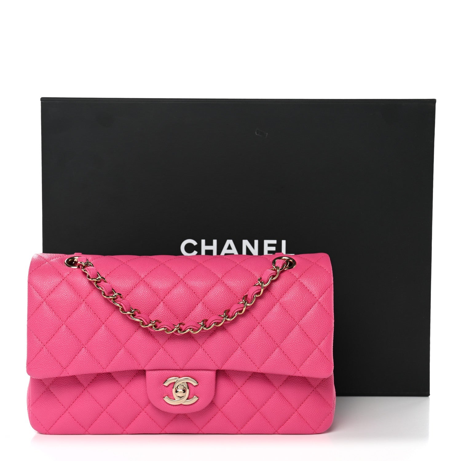 Chanel Caviar Quilted Medium Double Flap Dark Pink