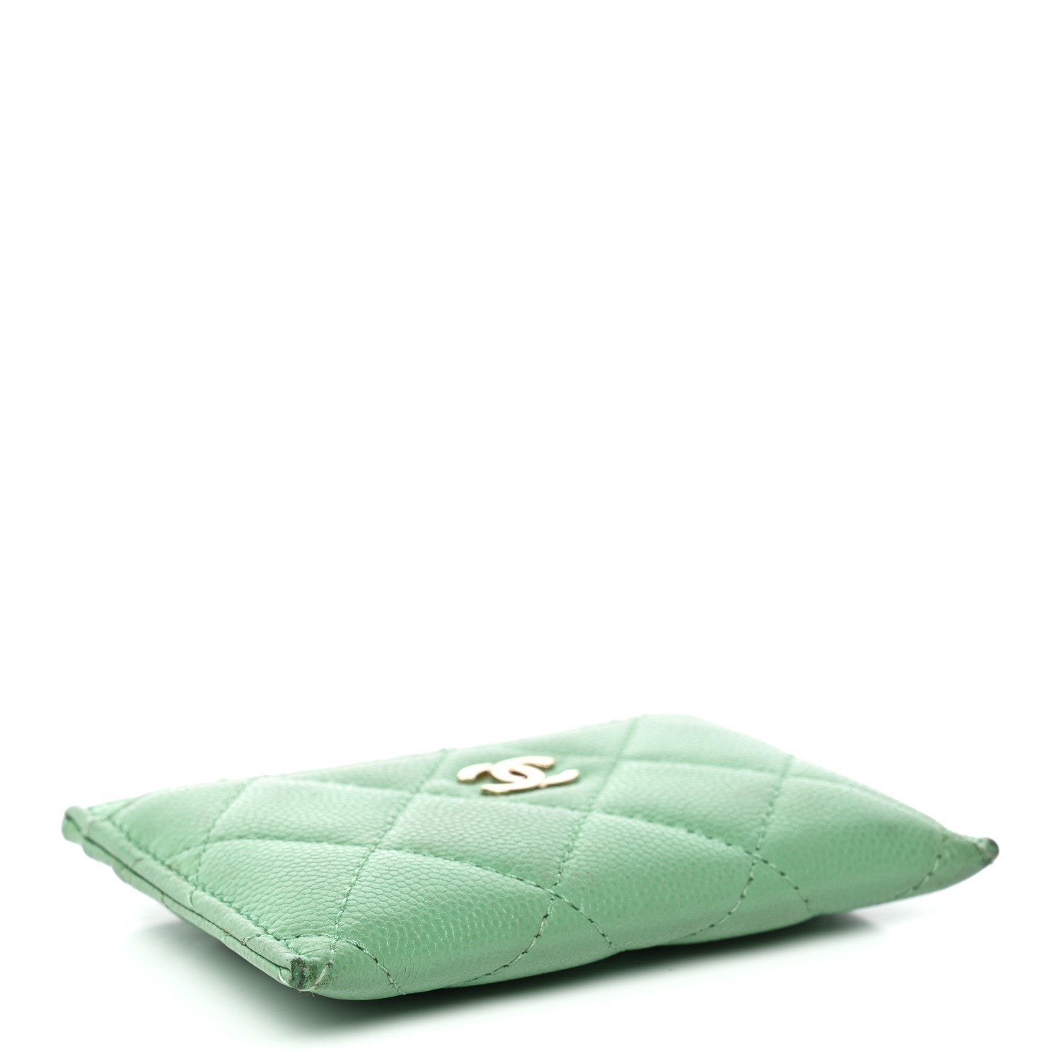 Caviar Quilted Card Holder Green