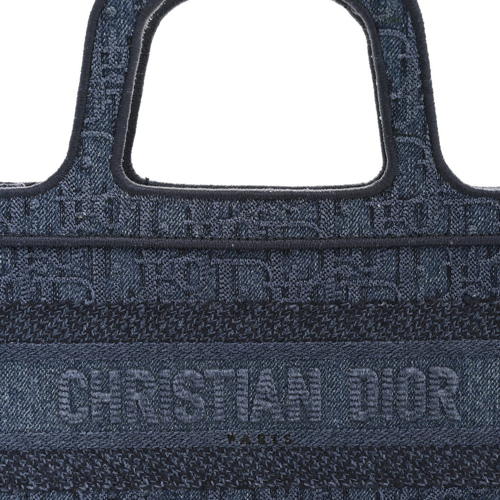 Christian Dior Oblique Denim Mini Book Tote Blue