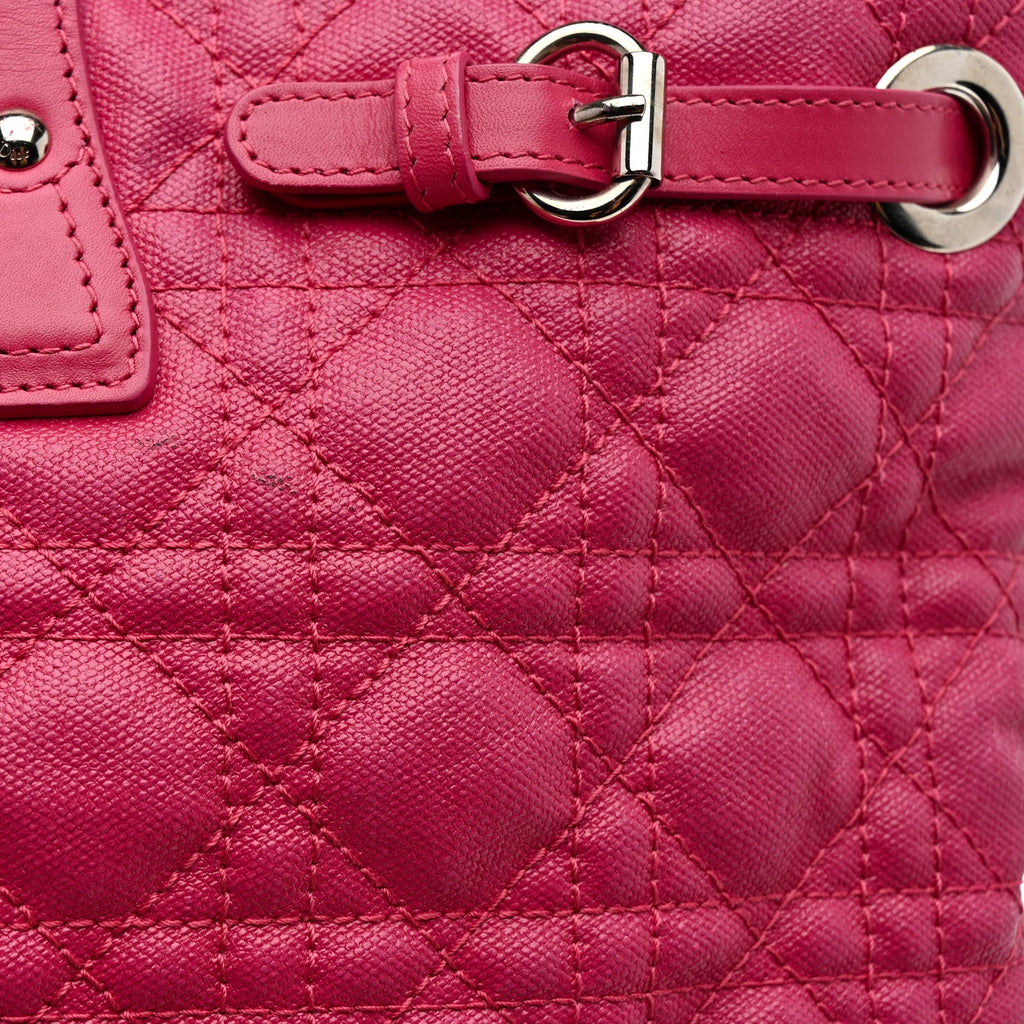 Christian Dior Coated Canvas Cannage Medium Panarea Tote Pink
