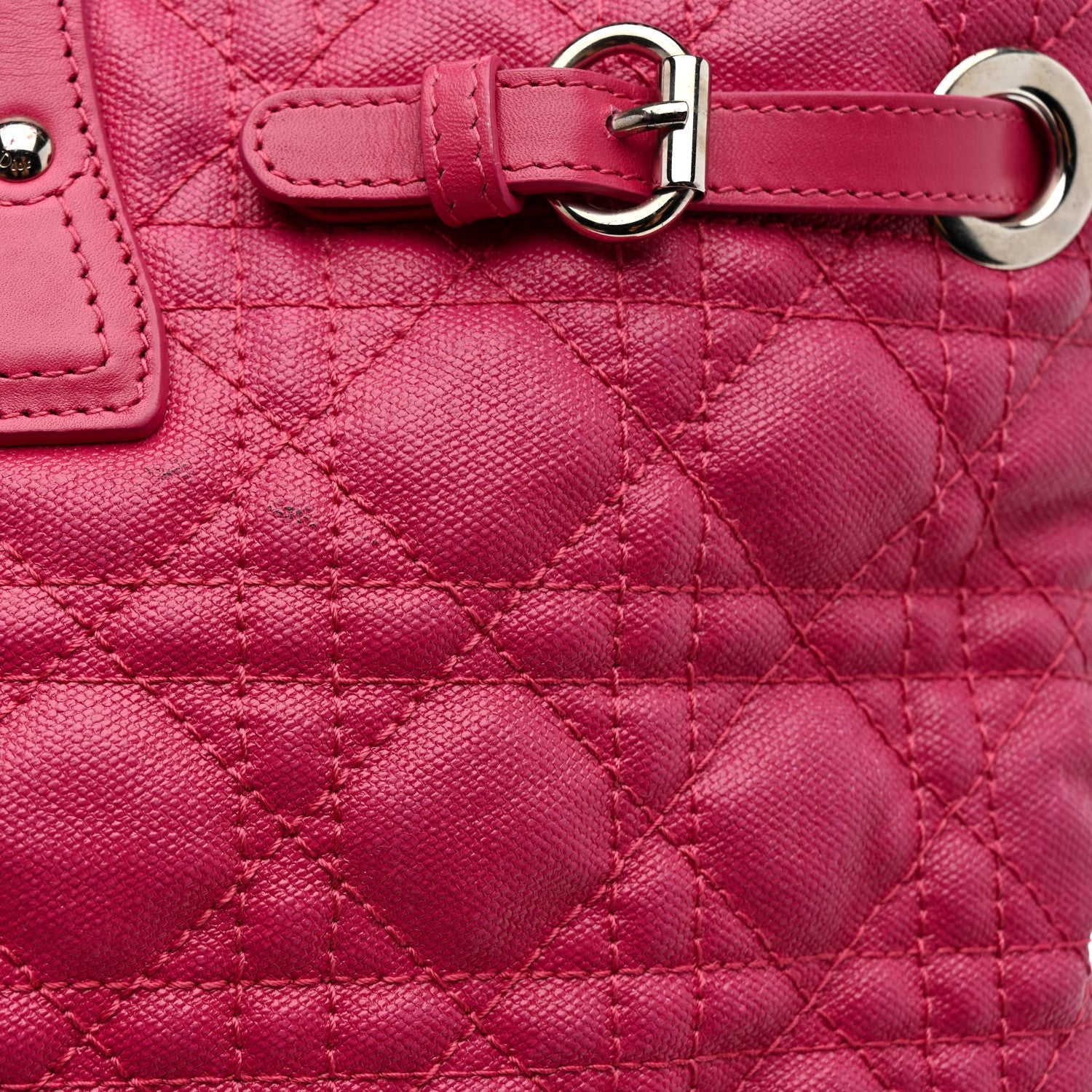 Christian Dior Coated Canvas Cannage Medium Panarea Tote Pink