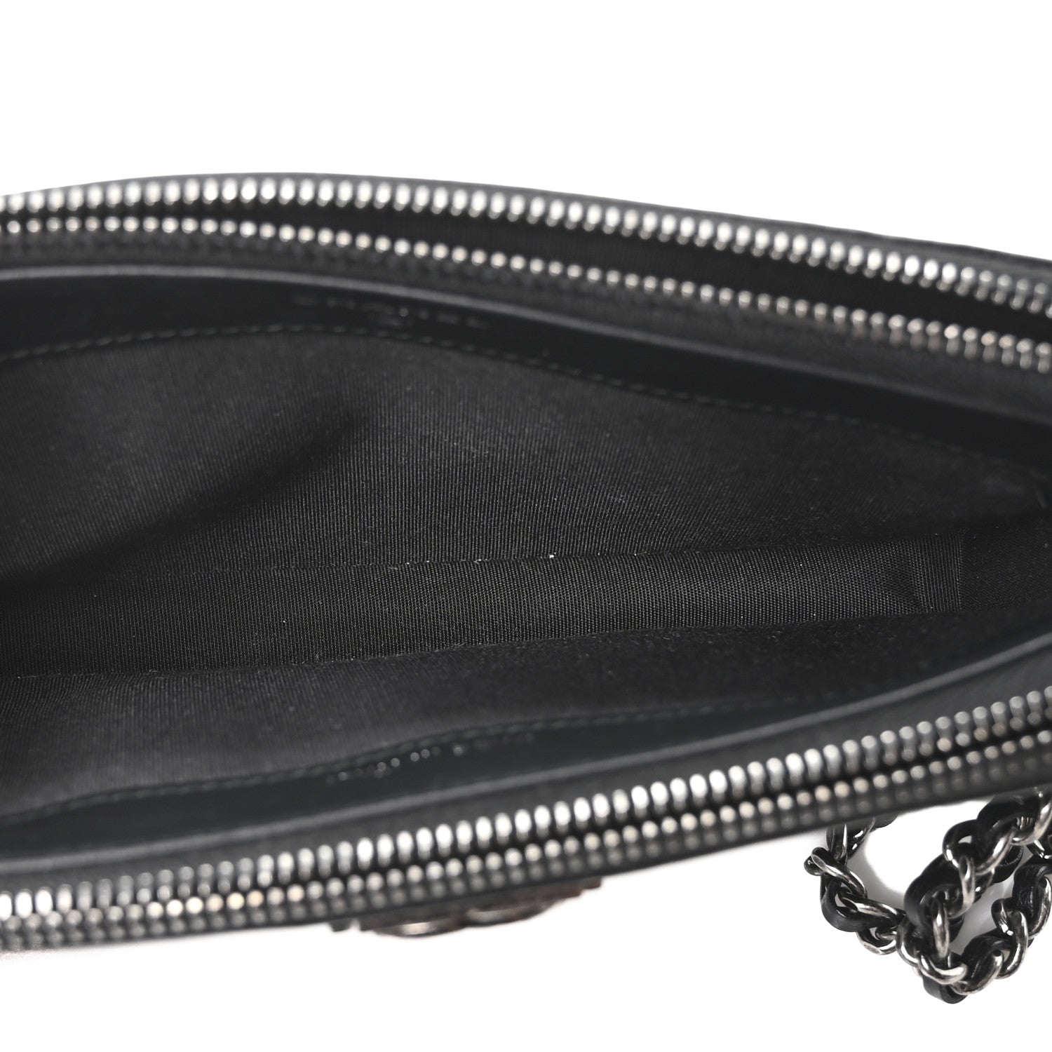Chanel Grained Calfskin Quilted Boy Phone Holder Wallet On Chain Black