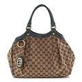 Gucci Monogram Medium Sukey Tote Metallic Blue