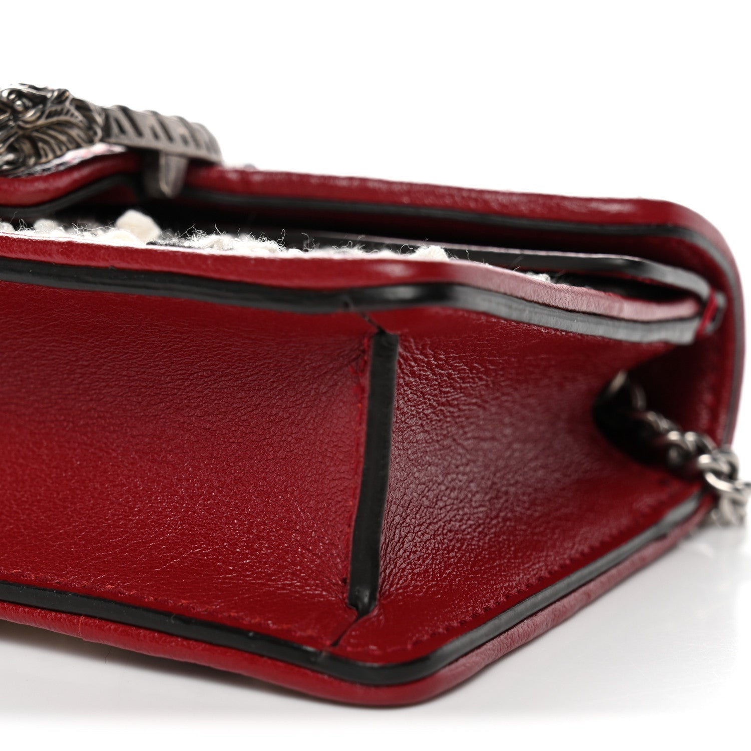 Gucci Tweed GG Monogram Super Mini Dionysus Shoulder Bag White Black Romantic Cherry