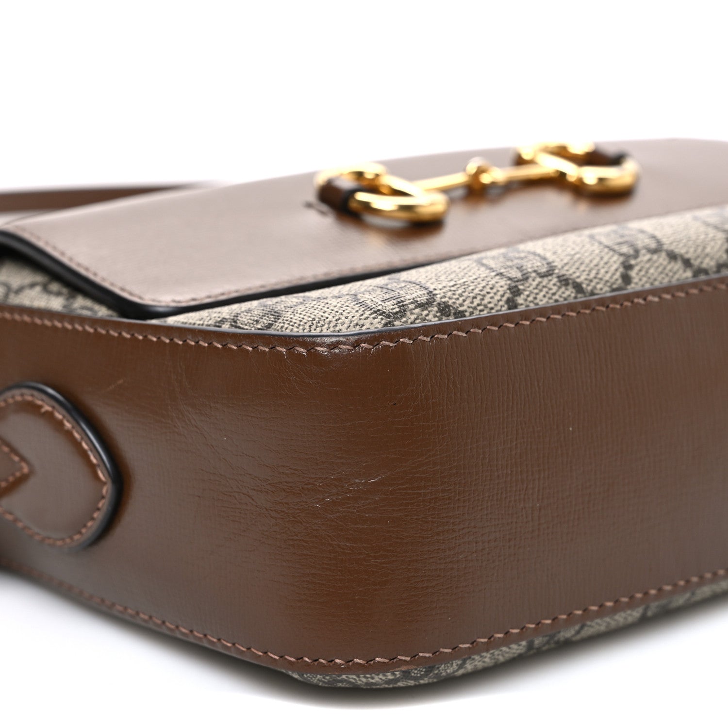 Gucci GG Supreme Monogram Small Horsebit 1955 Shoulder Bag Beige Brown Sugar