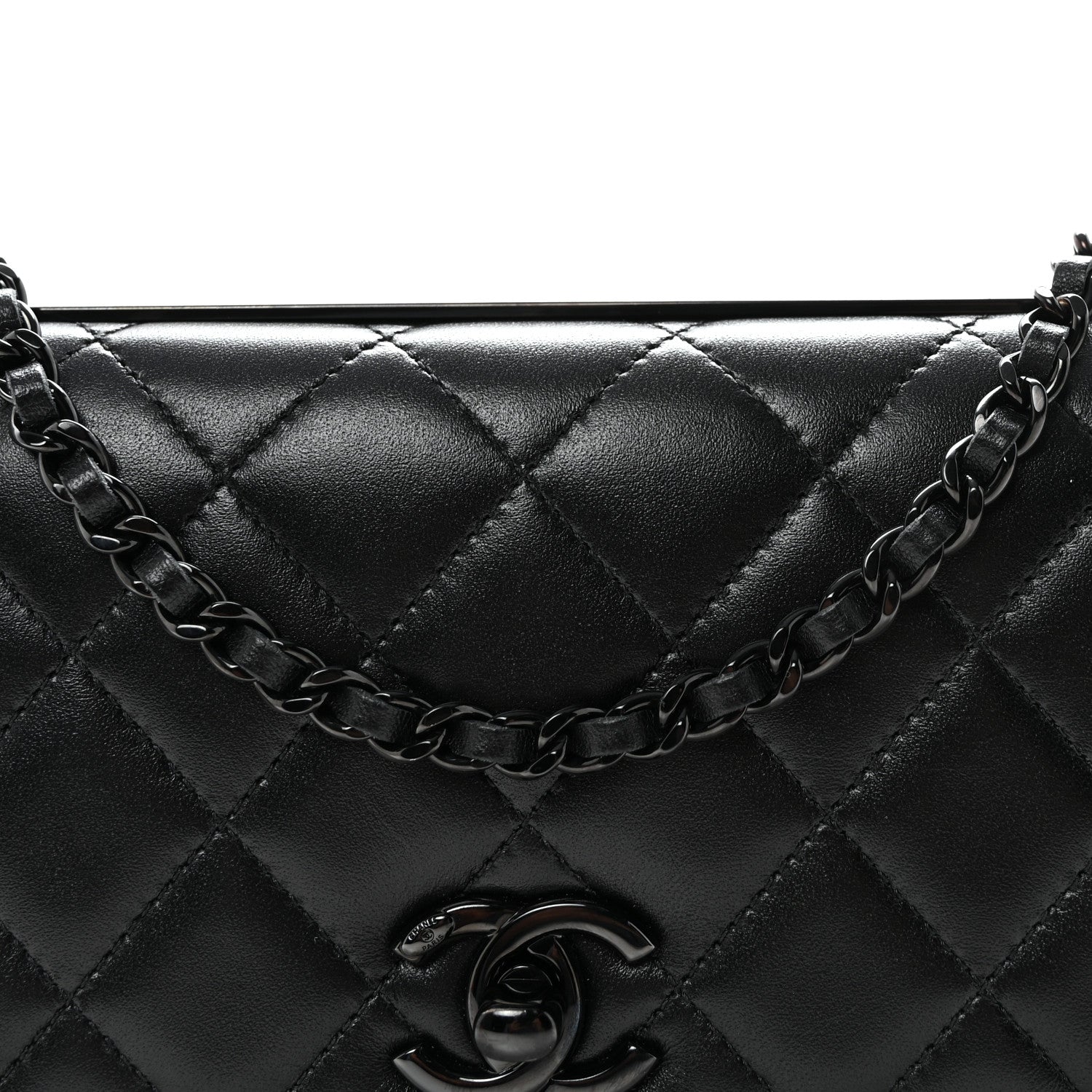 Chanel Lambskin Quilted Trendy CC Wallet On Chain WOC So Black