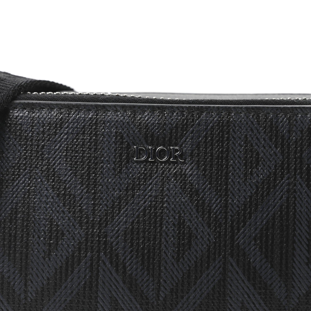 Christian Dior Coated Canvas CD Diamond Messenger Pouch Black