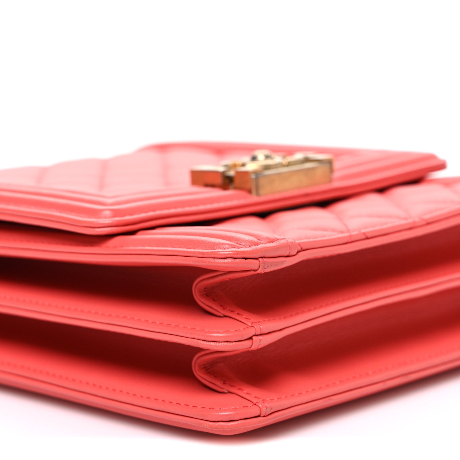 Chanel Calfskin Quilted North South Boy Flap Coral