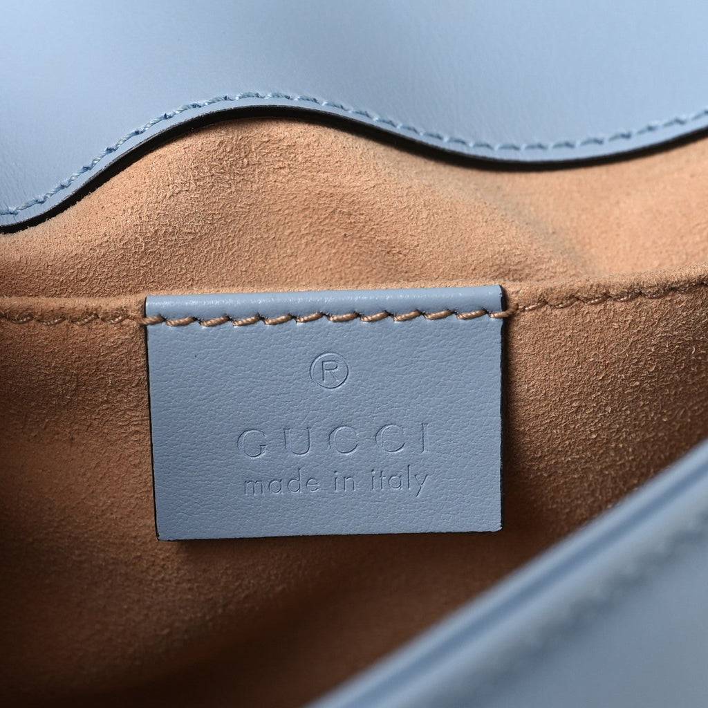 Gucci Calfskin Matelasse Mini GG Marmont Shoulder Bag Porcelain Light Blue