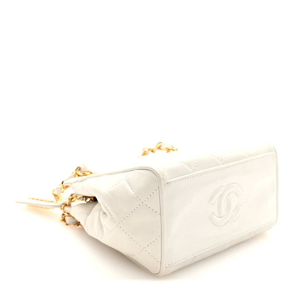 Chanel Lambskin Quilted Shoulder Bag White