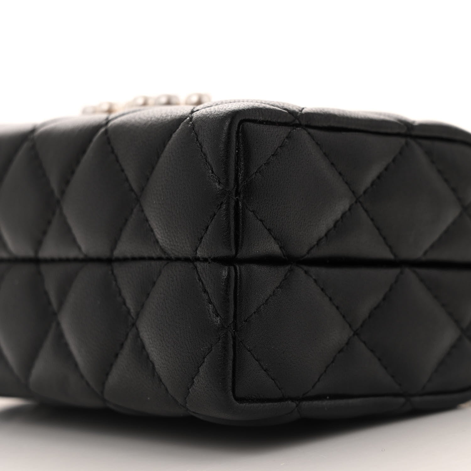 Chanel Lambskin Quilted Pearl CC Vanity Case Black
