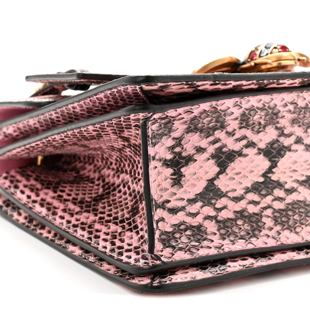 Gucci Snakeskin Sylvie Web Small Queen Margaret Top Handle Bag Pink