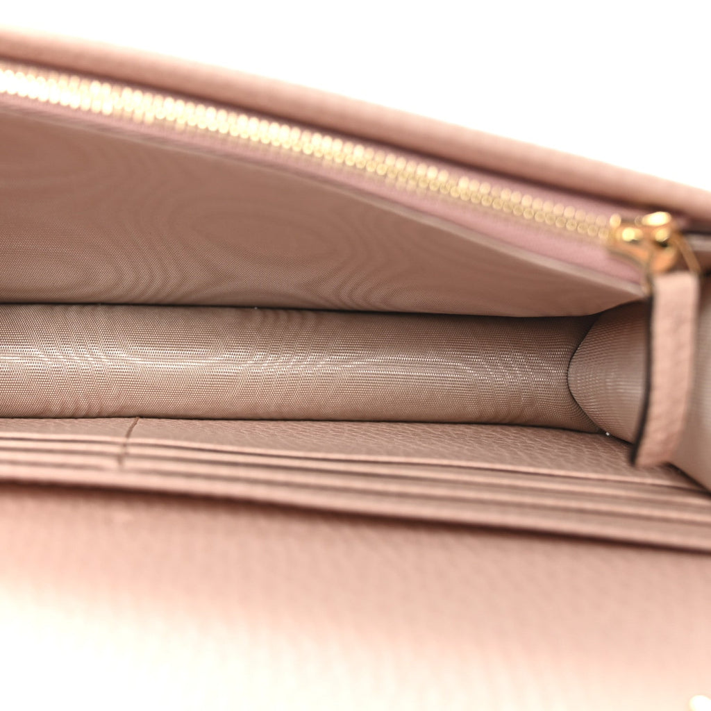 Gucci Dollar Calfskin Mini GG Marmont Chain Wallet Box Pink