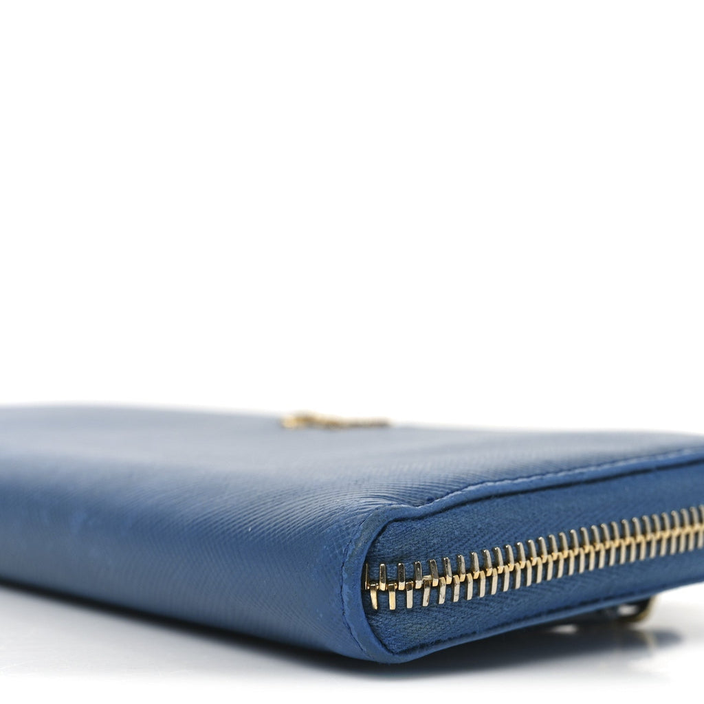 Prada Vitello Move Half Zip Wallet Cobalto