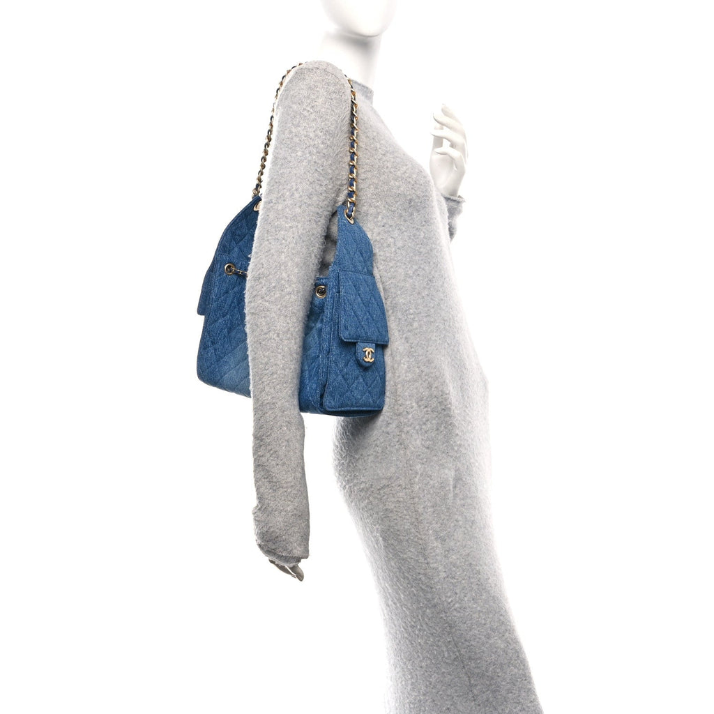 Chanel Washed Denim Quilted Small Chanel 25 Handbag Blue