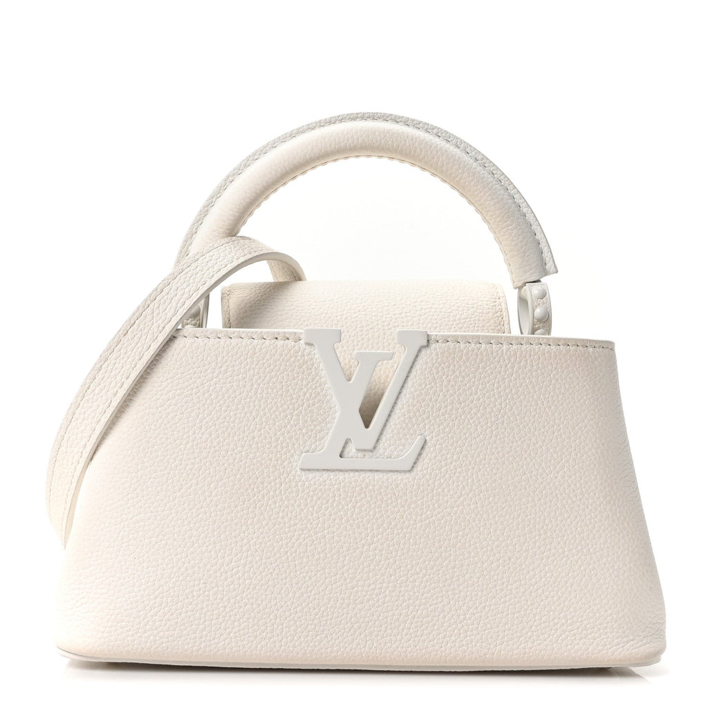 Louis Vuitton Taurillon Capucines East West Mini Optic White