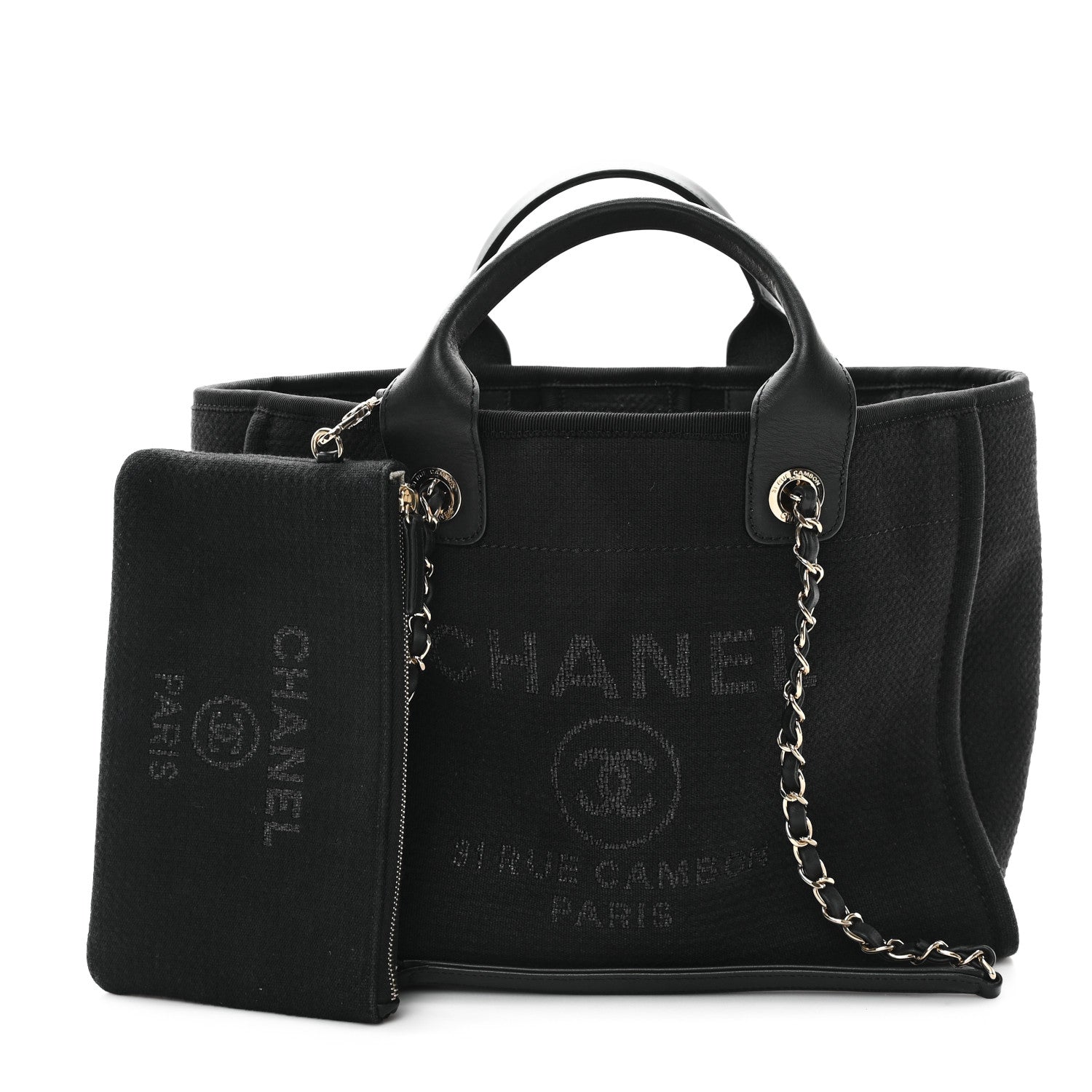 Chanel Mixed Fibers Small Deauville Tote Black