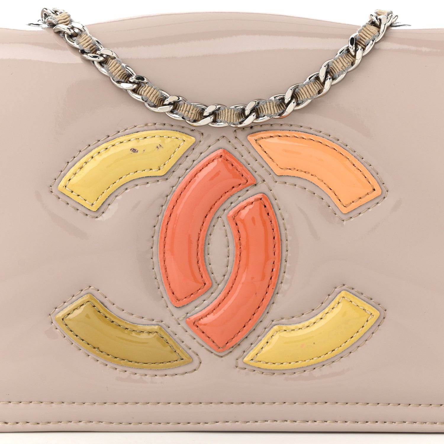 Chanel Vinyl Lipstick Wallet On Chain WOC Beige