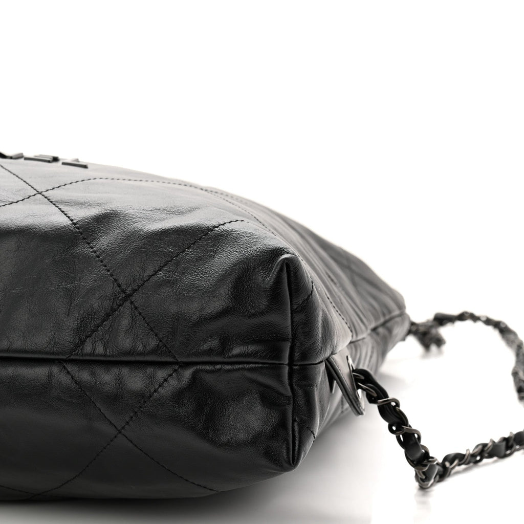 Chanel Shiny Calfskin Quilted Chanel 22 Backpack So Black