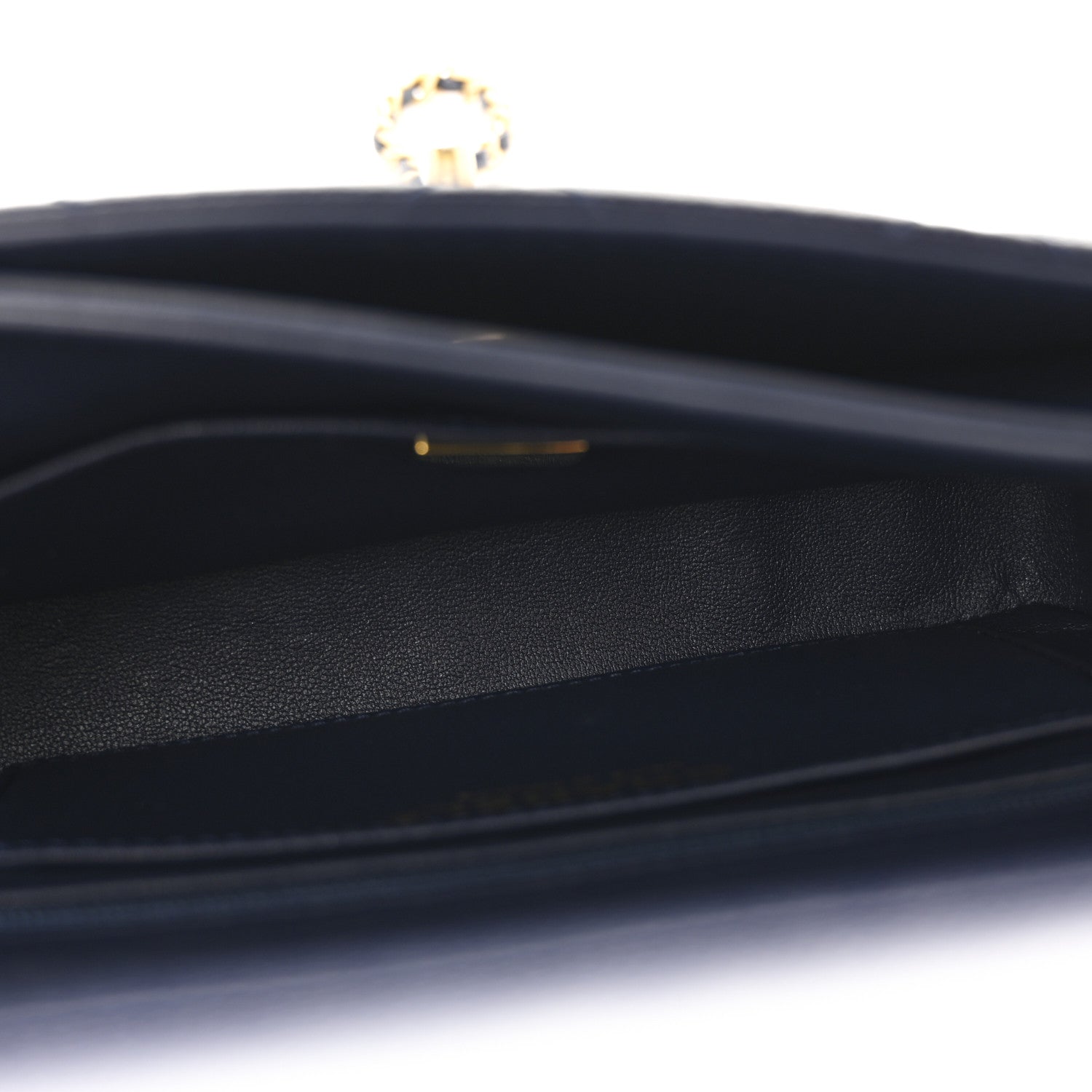 Chanel Shiny Caviar Quilted Mini Top Handle Flap Navy Blue